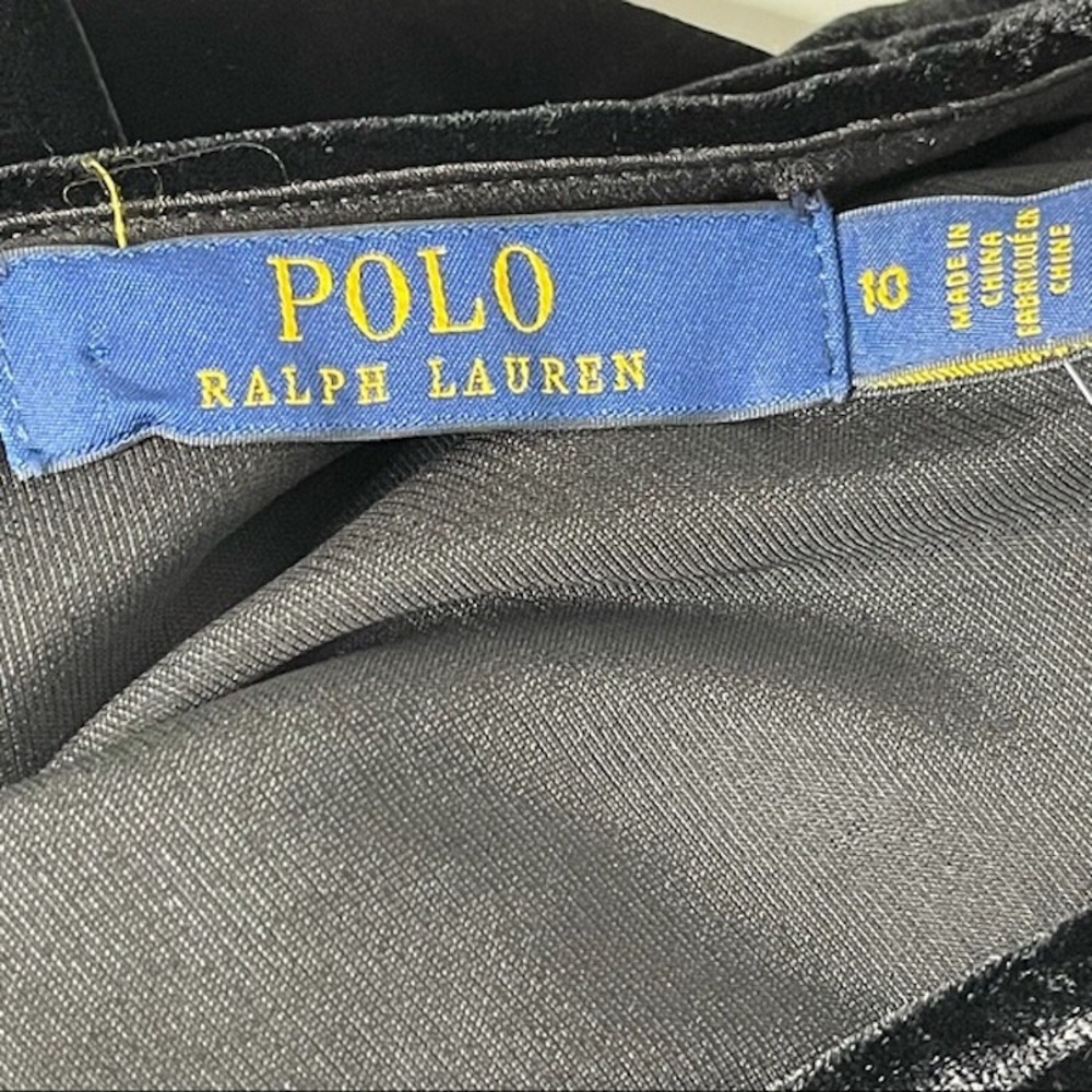 Polo Ralph Lauren Bow Brooch One Shoulder Black Velvet Dress - Picture 9 of 11